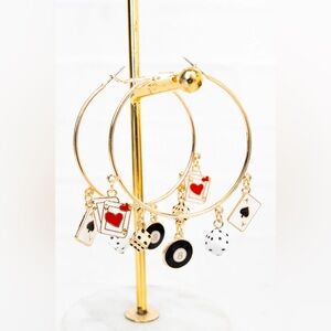 Crystal Avenue Gold Tone Charm Hoop Earrings